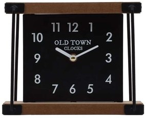 Ρολόι Επιτραπέζιο Old Town 125-222-338 22,5x8,5x18,5cm Brown-Black Μέταλλο,Ξύλο