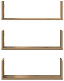 vidaXL Ραφιέρες Τοίχου 3 τεμ. Αρτισιανή Δρυς 58x18x18 εκ. Επεξ. Ξύλο