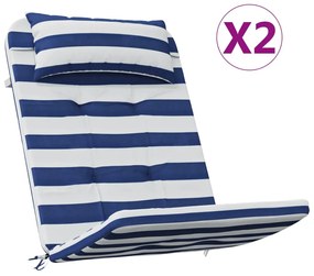vidaXL Μαξιλάρια Καρέκλας Adirondack 2 τεμ. Μπλε&Λευκά Ριγέ Υφ. Oxford