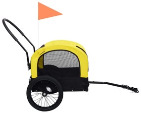vidaXL Τρέιλερ Ποδηλάτου για Κατοικίδια-Καρότσι Jogging Κίτρινο/Μαύρο