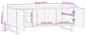 Τραπεζάκι Σαλονιού Λευκό 100x55x40 εκ. από Μασίφ Ξύλο Μάνγκο - Λευκό