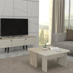 ΤΡΑΠΕΖΑΚΙ ΣΑΛΟΝΙΟΥ ΣΕΤ 2ΤΜΧ SEVILLA MEGAPAP ΧΡΩΜΑ SANDSTONE - TRAVERTINE 75X75X37,4ΕΚ.