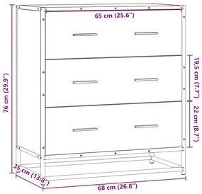 SIDEBOARD SONOMA OAK 68X35X76CM ΚΑΤΑΣΚΕΥΑΣΜΕΝΟ ΞΥΛΟ ΚΑΙ ΜΕΤΑΛΛΟ 848970