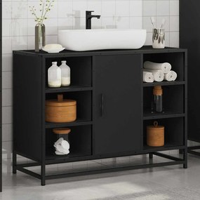 vidaXL Ντουλάπι Μπάνιου Νιπτήρα Μαύρο 80 x 33 x 60 εκ. Επεξ. Ξύλο