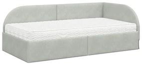 vidaXL Κρεβάτι γωνίας με στρώμα με κεφαλάρι 2 pcs Ανοιχτό γκρι Βελούδο