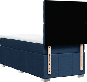 vidaXL Κρεβάτι Boxspring με Στρώμα Μπλε 90x200 εκ.Υφασμάτινο