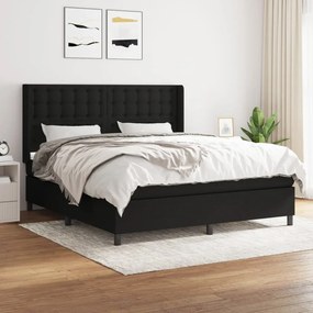 vidaXL Κρεβάτι Boxspring με Στρώμα Μαύρο 180x200 εκ. Υφασμάτινο