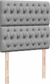 vidaXL Κρεβάτι Boxspring με Στρώμα Ανοιχτό Γκρι 90x200 εκ. Υφασμάτινο