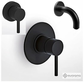 Eurorama TONDA Μίκτης εντοιχισμού &amp; εκτροπέας περιστροφικός 3 εξόδων &amp; Στόμιο επίτοιχο 10εκ Φ24mm Black Matt