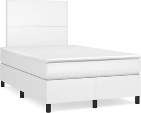 vidaXL Κρεβάτι Boxspring με Στρώμα &amp; LED Λευκό 120x190 εκ. Συνθ. Δέρμα