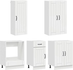 vidaXL Μονάδα κουζίνας LUCCA 5 pcs Γυαλιστερό Λευκό Επεξεργασμένο Ξύλο