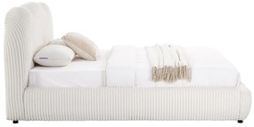 Επενδυμένο Κρεβάτι KALLY με Αποθ. χώρο σε Μπέζ Faux Fur Ύφασμα 160x200εκ. 188x230x114 εκ.