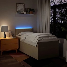 vidaXL Κρεβάτι Boxspring με Στρώμα Κρεμ 90x190 εκ.Υφασμάτινο