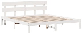 vidaXL Κρεβάτι με Κεφαλάρι Λευκό 180x200 εκ Μασίφ Ξύλο Πεύκου