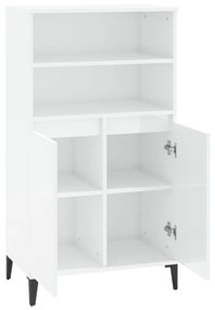 Ντουλάπι Γυαλ. Λευκό 60 x 36 x 110 εκ. από Επεξεργασμένο Ξύλο - Λευκό