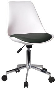 Καρέκλα Γραφείου ΚΥΒΕΛΗ Λευκό/Μαύρο PU 48x55x82-92cm - Τεχνόδερμα - 14230019