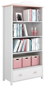 Βιβλιοθήκη Fresno B101, Ανοιχτό, Με συρτάρια, Πλαστικοποιημένη μοριοσανίδα, Αριθμός συρταριών: 1, 161x85x42cm, 46 kg, Ανοιχτό ροζ, Άσπρο | Epipla1.gr