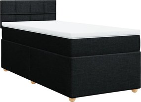 vidaXL Κρεβάτι Boxspring με Στρώμα Μαύρο 90x200 εκ. Υφασμάτινο