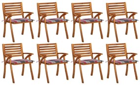 Καρέκλες Κήπου 8 τεμ. από Μασίφ Ξύλο Ακακίας με Μαξιλάρια - Καφέ