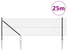 vidaXL Συρμάτινη Περίφραξη με 13 Σπικ Γκρι 0.4x25 μ Σίδηρος