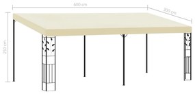 vidaXL Κιόσκι Επιτοίχιο Κρεμ 6 x 3 x 2,5 μ.