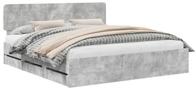 vidaXL Σκελετός Κρεβατιού Σκυρόδεμα Γκρι 180 x 200 cm Μηχανήματος Ξύλο