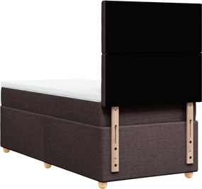 vidaXL Κρεβάτι Boxspring με Στρώμα Σκούρο Καφέ 100x200 εκ. Υφασμάτινο