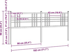 vidaXL Ανταλλακτικό κεφαλάρι Λευκό 180 εκ. Μεταλλικό