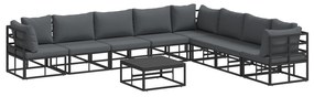 vidaXL Σετ Καναπέ Κήπου 9 pcs Μαύρο 70 x 70 x 32 εκ Αλουμίνιο