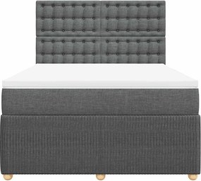 vidaXL Κρεβάτι Boxspring με Στρώμα Σκούρο Γκρι 140x190 εκ. Υφασμάτινο