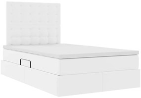 vidaXL Κρεβάτι Αποθήκης Καθαρό Λευκό 120 x 200 cm Τεχνητό Δέρμα