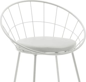 Σκαμπό μπαρ Seth pakoworld μέταλλο λευκό-μαξιλάρι PVC λευκό