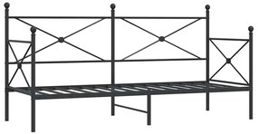 vidaXL Κρεβάτι ημέρας χωρίς στρώμα Μαύρο 90x200 cm Ατσάλι