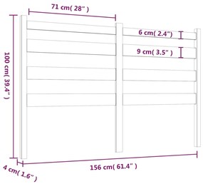 vidaXL Κεφαλάρι Κρεβατιού Γκρι 156 x 4 x 100 εκ. από Μασίφ Ξύλο Πεύκου