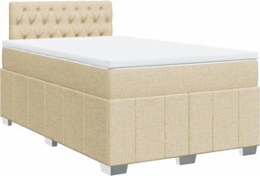 vidaXL Κρεβάτι Boxspring με Στρώμα Κρεμ 120x200 εκ. Υφασμάτινο