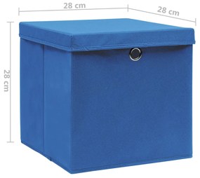 vidaXL Κουτιά Αποθήκευσης με Καπάκια 10 τεμ. Μπλε 28 x 28 x 28 εκ.
