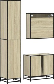 vidaXL Σετ Επίπλων Μπάνιου 3 Τεμαχίων Sonoma Δρυς Επεξεργασμένο Ξύλο