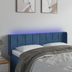 Κεφαλάρι Κρεβατιού LED Σκούρο Μπλε 147x16x78/88 εκ. Βελούδινο - Μπλε