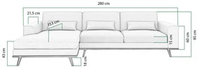 Γωνιακός Καναπές Seattle K100, Ανοιχτό γκρι, 280x153x85cm, Πόδια: Ξύλο, Ξύλο: Πεύκο | Epipla1.gr