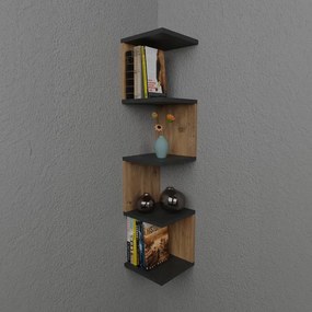 Ραφιέρα τοίχου Zigzag oak-ανθρακί μελαμίνης 25x25x109εκ 25x25x109 εκ.