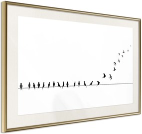 Αφίσα - Birds on a Wire - 45x30 - Χρυσό - Με πασπαρτού