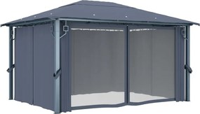 vidaXL Κιόσκι με Κουρτίνα Ανθρακί 400 x 300 εκ. Αλουμινίου