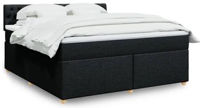 vidaXL Κρεβάτι Boxspring με Στρώμα Μαύρο 180x200 εκ. Υφασμάτινο