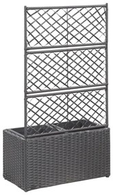 vidaXL Ζαρντινιέρα Υπερυψωμένη+Καφασωτό Μαύρη 58x30x107 εκ. Συνθ.Ρατάν