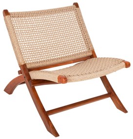 FOLDING SHORT CHAIR FERM  SOLID TEAK WOOD IN NATURAL-VIRO ROPE 65,5x80x67Hcm.