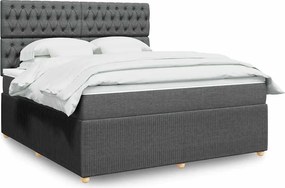 vidaXL Κρεβάτι Boxspring με Στρώμα Σκούρο Γκρι 180x200 εκ Υφασμάτιν