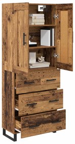 vidaXL Highboard Παλιό ξύλο 69,5 x 34 x 180 εκ. Επεξεργασμένο ξύλο