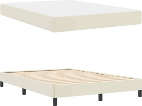 vidaXL Σκελετός Κρεβατιού με στρώμα Κρεμ 140 x 200 cm ύφασμα