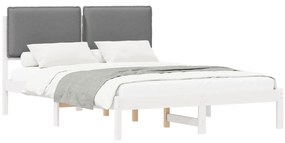 vidaXL Σκελετός Κρεβατιού με Επενδεδυμένο Κεφαλάρι Ανοιχτό γκρι