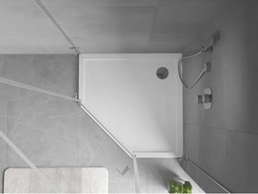 Mexen Flow πεντάγωνο ντους slim 80 x 80 cm, λευκή γυαλάδα - 46P108080